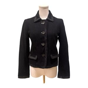 Gap Wool Blazer Jacket in Black with White Accents - size S